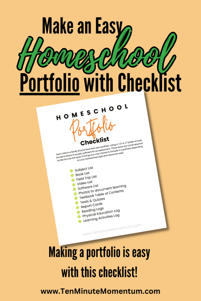 easy homeschool portfolio
